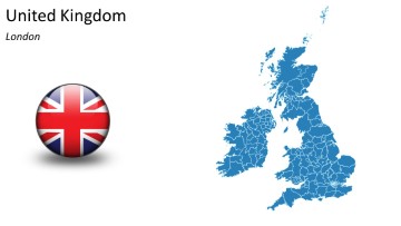 PowerPoint Country Map United Kingdom, Great Britian