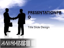Download animated handshake in clouds Animated PowerPoint Template and other software plugins for Microsoft PowerPoint
