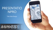 Mobile Cogs Animated Widescreen PPT PowerPoint Animated Template Background
