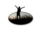 PowerPoint Image - 3D Celebrate Silhouette Woman Field Circle