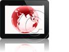 Tablet Black 3D Globe Asia Red Rectangle PPT PowerPoint Image Picture
