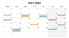 2023 Calendars Monthly Monday July