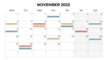 2023 Calendars Monthly Monday November