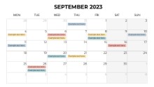 2023 Calendars Monthly Monday September