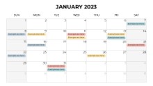 2023 Calendars Monthly Sunday January