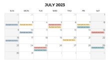 2023 Calendars Monthly Sunday July