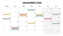 Calendars 2020 Monthly Monday December