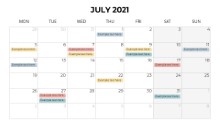 Calendars 2021 Monthly Monday July