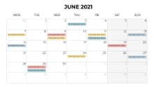 Calendars 2021 Monthly Monday June