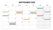Calendars 2021 Monthly Monday September