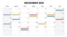 Calendars 2021 Monthly Sunday December
