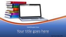 PowerPoint Templates - Blank Laptop And Books Blue Widescreen
