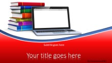 PowerPoint Templates - Blank Laptop And Books Red Widescreen