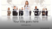 PowerPoint Templates - Global Team Leader Female Gray Widescreen