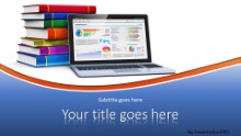 PowerPoint Templates - Laptop And Books Blue Widescreen