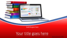 PowerPoint Templates - Laptop And Books Red Widescreen
