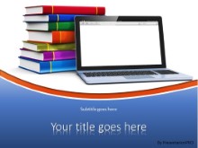 PowerPoint Templates - Blank Laptop And Books Blue