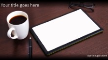 Tablet On Desk Widescreen PPT PowerPoint Template Background