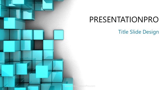 3D Metal Cubes Widescreen PowerPoint Template title slide design
