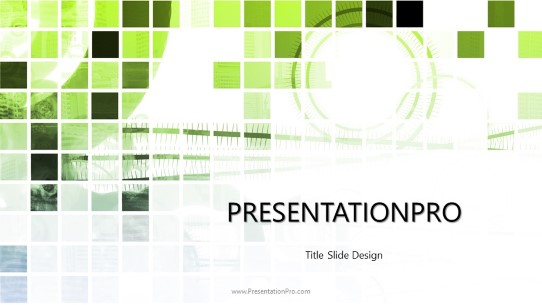 Grid Green Widescreen PowerPoint Template title slide design