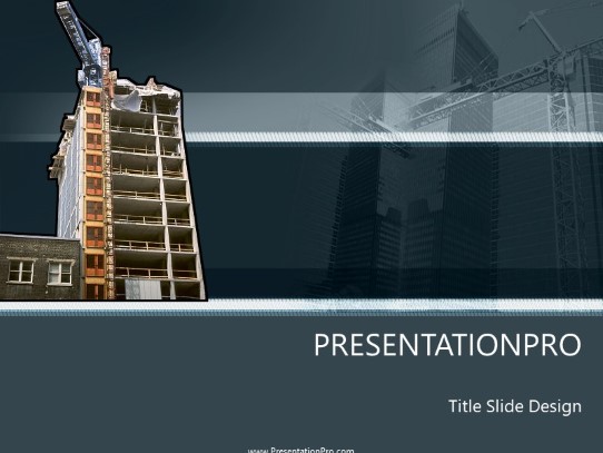 Building 07 Gray PowerPoint Template title slide design