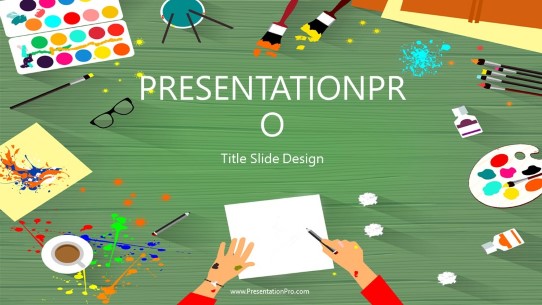 Artist Desk 01 Widescreen PowerPoint Template title slide design