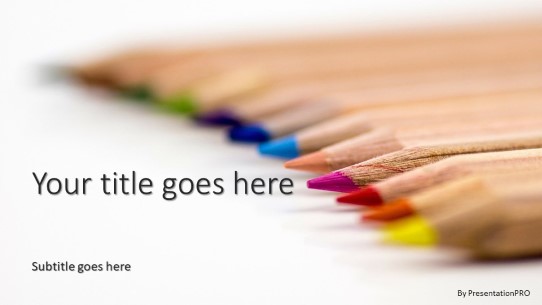 Coloring Pencils Widescreen PowerPoint Template title slide design