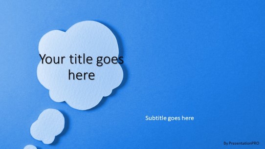 Paper Cloud Callout Blue Widescreen PowerPoint Template title slide design