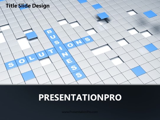 Business Solutions Scrabble Blue PowerPoint Template title slide design