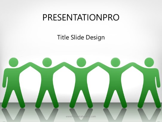 Celebrating Teamwork Green PowerPoint Template title slide design