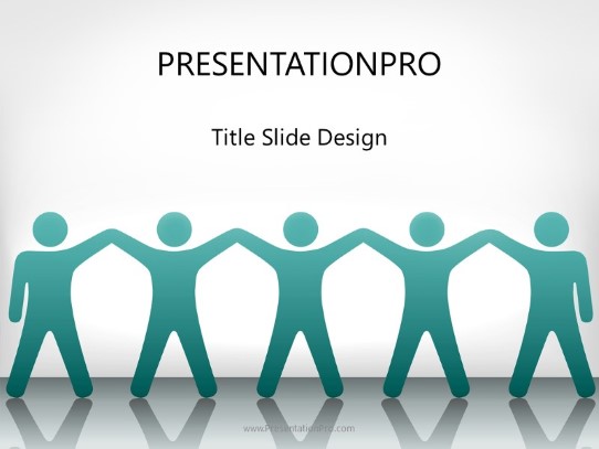 Celebrating Teamwork Teal PowerPoint Template title slide design
