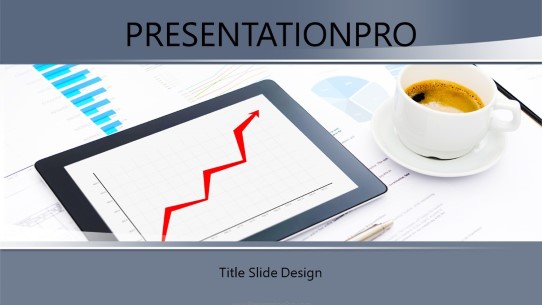 Charts And Coffee Widescreen PowerPoint Template title slide design