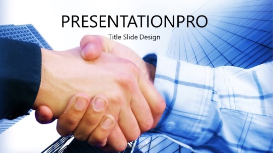 Corporate Hand Shake Widescreen PowerPoint Template title slide design
