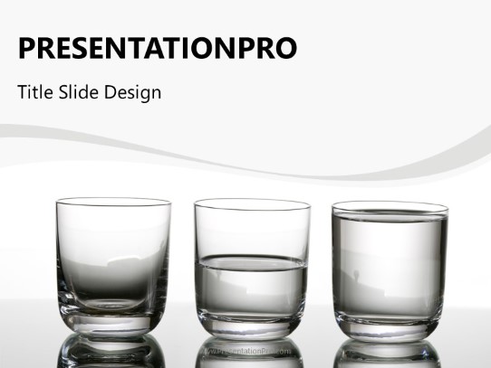 Glass Half Full Empty PowerPoint Template title slide design