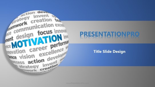 Motivation World Cloud Widescreen PowerPoint Template title slide design