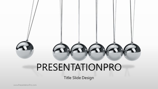 Newtons Cradle Widescreen PowerPoint Template title slide design