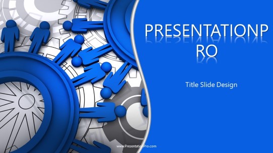 People Cogs Widescreen PowerPoint Template title slide design