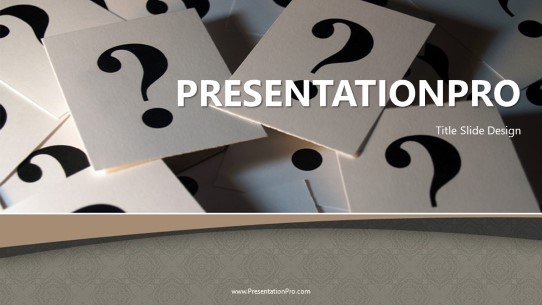 Question Mark Cards Widescreen PowerPoint Template title slide design