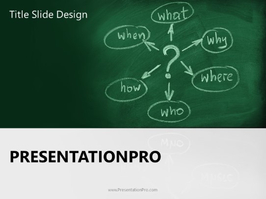 Questions Mind Map Green PowerPoint Template title slide design