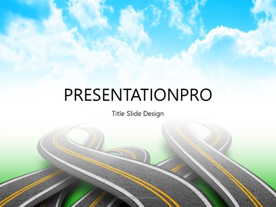 Roads In Clouds PowerPoint Template title slide design