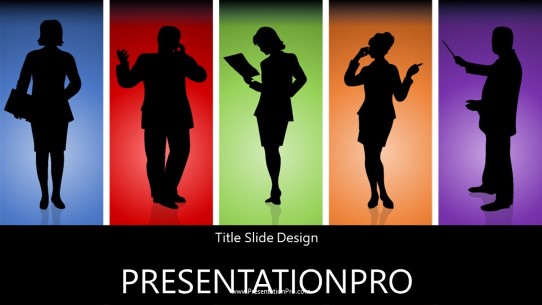 Silhouettes In Colors Widescreen PowerPoint Template title slide design