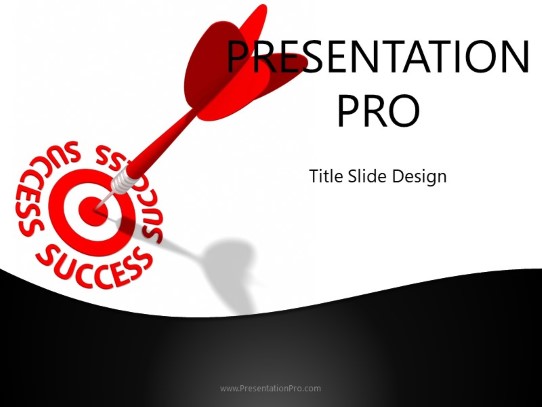 Success On Target Black PowerPoint Template title slide design