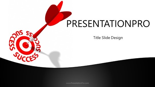 Success On Target Black Widescreen PowerPoint Template title slide design