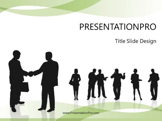 Teamwork Success Green PowerPoint Template title slide design