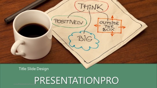 Thoughts Over Coffee Green Widescreen PowerPoint Template title slide design