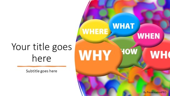 Bubble Questions Widescreen PowerPoint Template title slide design