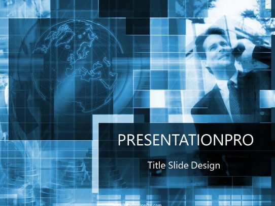 Globaltalk Blue PowerPoint Template title slide design