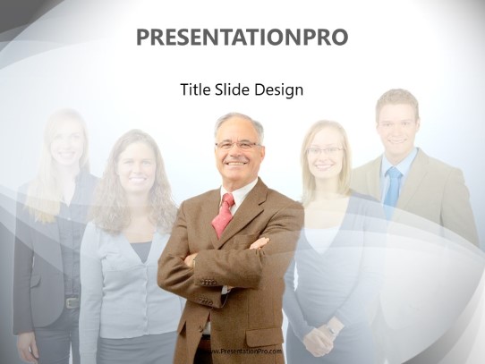 Standing Proud Coworkers PowerPoint Template title slide design