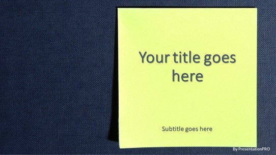 Sticky Note Widescreen PowerPoint Template title slide design