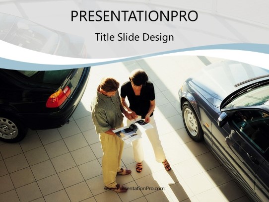 Car Sales Lightblue PowerPoint Template title slide design